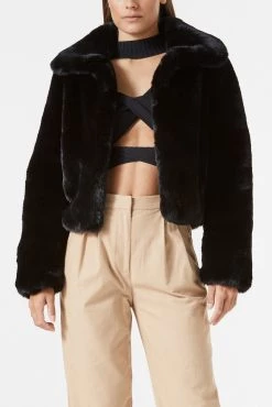 San Sloane Lyra Faux Fur Jacket Black