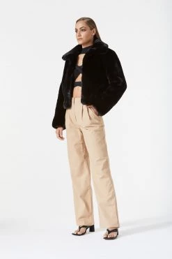 San Sloane Lyra Faux Fur Jacket Black