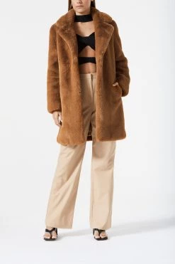 San Sloane Andromeda Faux Fur Jacket Toffee