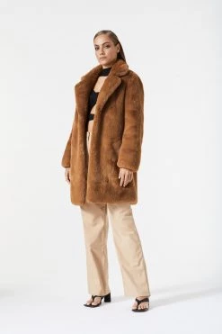 San Sloane Andromeda Faux Fur Jacket Toffee
