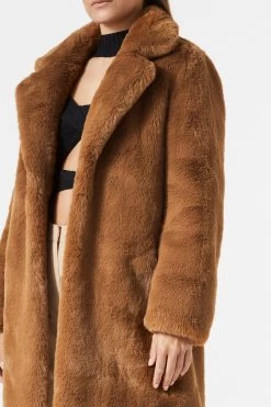 San Sloane Andromeda Faux Fur Jacket Toffee