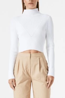 San Sloane Theron LS Rib Knit Top White