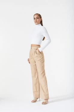 San Sloane Theron LS Rib Knit Top White