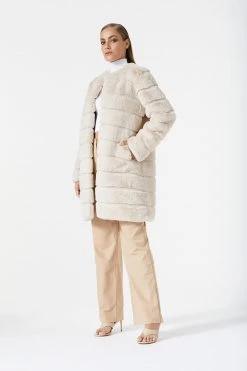 San Sloane Eden Faux Fur Jacket Light Tan
