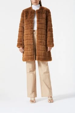 San Sloane Eden Faux Fur Jacket Toffee