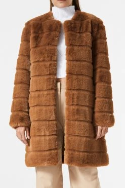 San Sloane Eden Faux Fur Jacket Toffee