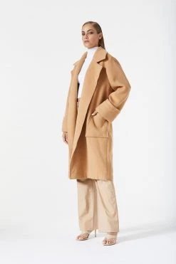 San Sloane Yvette Wool Coat Tan