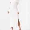 San Sloane Elwyn Off Shoulder Rib Knit Dress White