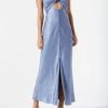 San Sloane Naturale Front Split Midi Dress Slate Blue