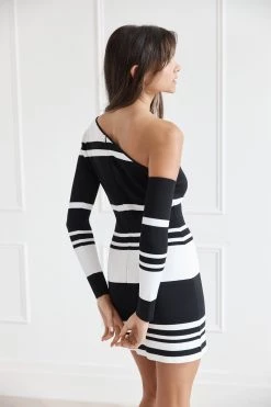 San Sloane Erika Mini Dress Black-White Stripe 8 San Sloane Erika Mini Dress Black-White Stripe