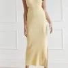San Sloane Braxton Boat Neck Cut Out Midi Lemon