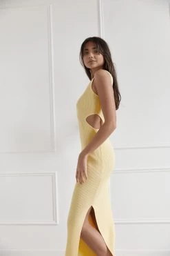 San Sloane Braxton Boat Neck Cut Out Midi Lemon 8 San Sloane Braxton Boat Neck Cut Out Midi Lemon