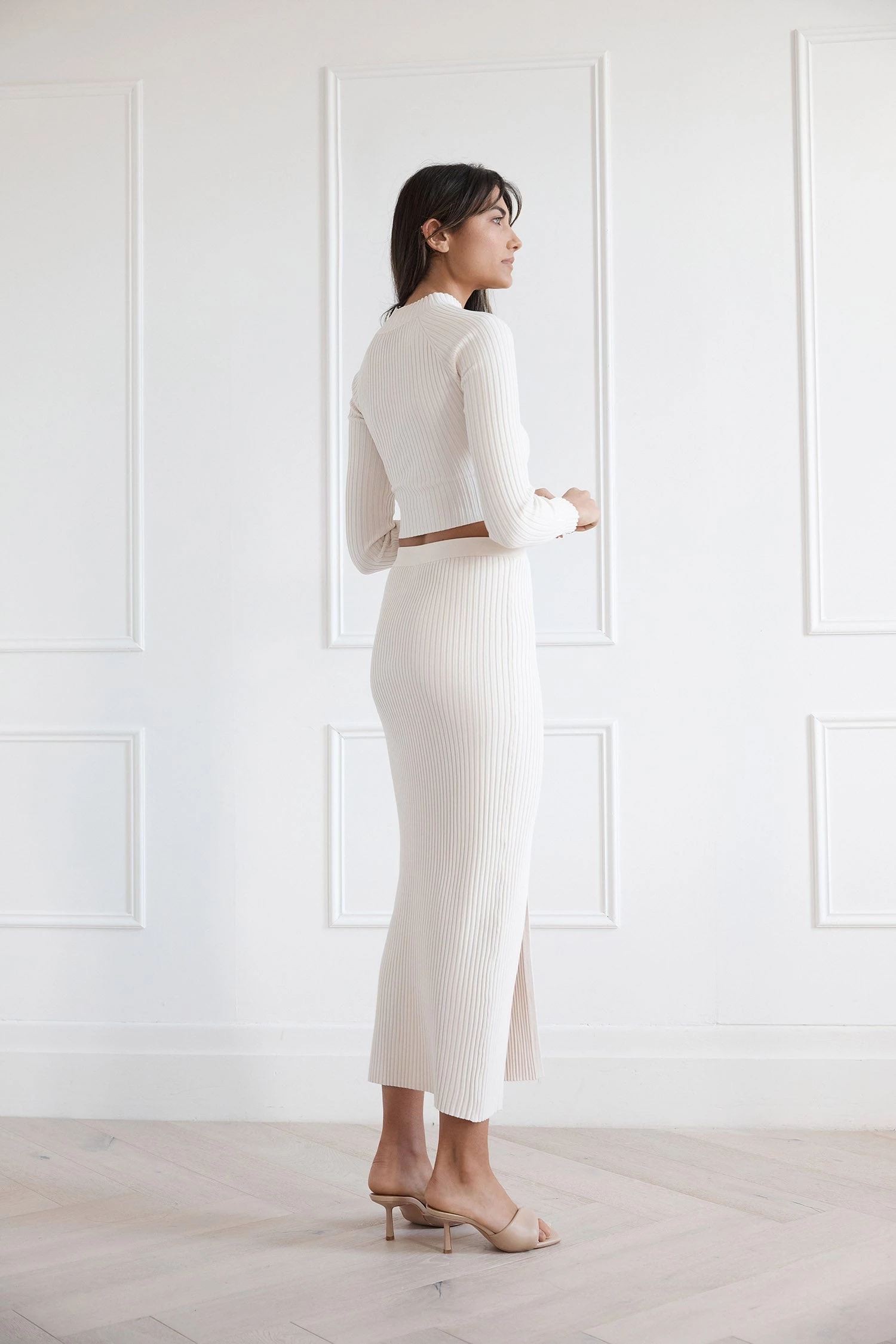 San Sloane Tia Rib Knit Skirt Ecru 5 San Sloane Tia Rib Knit Skirt Ecru