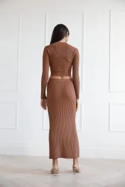 San Sloane Tia Rib Knit Skirt Chocolate 6 San Sloane Tia Rib Knit Skirt Chocolate