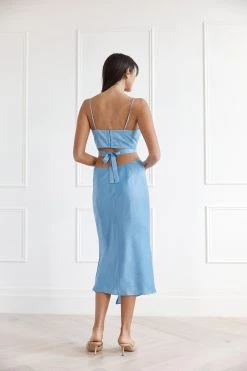 San Sloane Betty Cut Out Tie Midi Blue 9 San Sloane Betty Cut Out Tie Midi Blue