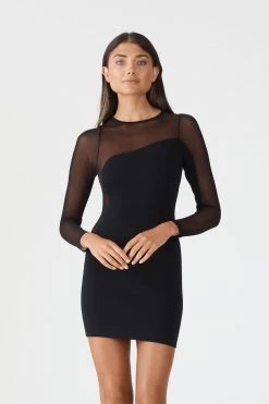 New Arrivals San Sloane Barnes Solid Sheer Mini Dress
