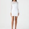 San Sloane Barnes Solid Sheer Mini Dress