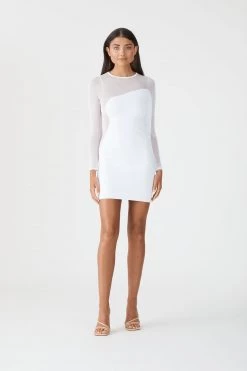 San Sloane Barnes Solid Sheer Mini Dress
