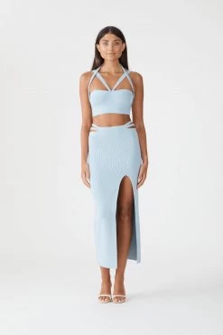 San Sloane Vivien Rib Midi Skirt