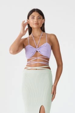 San Sloane Violet Metallic Knit Top New Arrivals