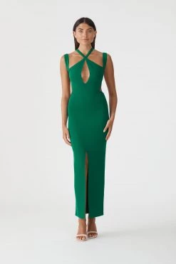 San Sloane Celia Midi Dress Emerald Green New Arrivals