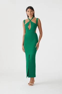 San Sloane Celia Midi Dress Emerald Green New Arrivals