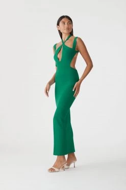 San Sloane Celia Midi Dress Emerald Green New Arrivals