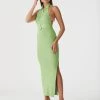 San Sloane Drake Rib Midi Dress Pistachio