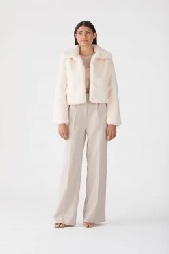 New Arrivals San Sloane Lyra Faux Fur Jacket Cream