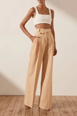 Shona Joy Ivy High Waist Tailored Pant Peanut Butter