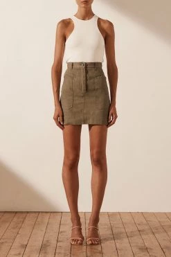 Shona Joy Chiara Mini Skirt Olive