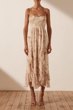 Shona Joy Nina Shirred Midi Dress