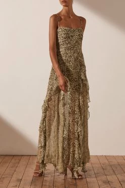 Shona Joy Claudette Ruched Frill Maxi