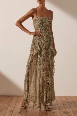 Shona Joy Claudette Ruched Frill Maxi