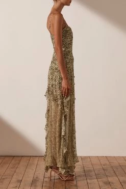 Shona Joy Claudette Ruched Frill Maxi