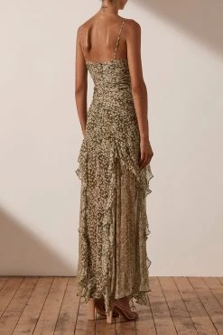 Shona Joy Claudette Ruched Frill Maxi