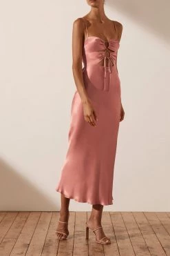 Shona Joy Eloise Lace Up Midi Dress