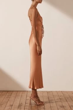 Shona Joy Eloise Lace Up Midi Dress Caramel 11 Shona Joy Eloise Lace Up Midi Dress Caramel