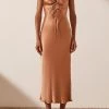Shona Joy Eloise Lace Up Midi Dress Caramel 1 Shona Joy Eloise Lace Up Midi Dress Caramel