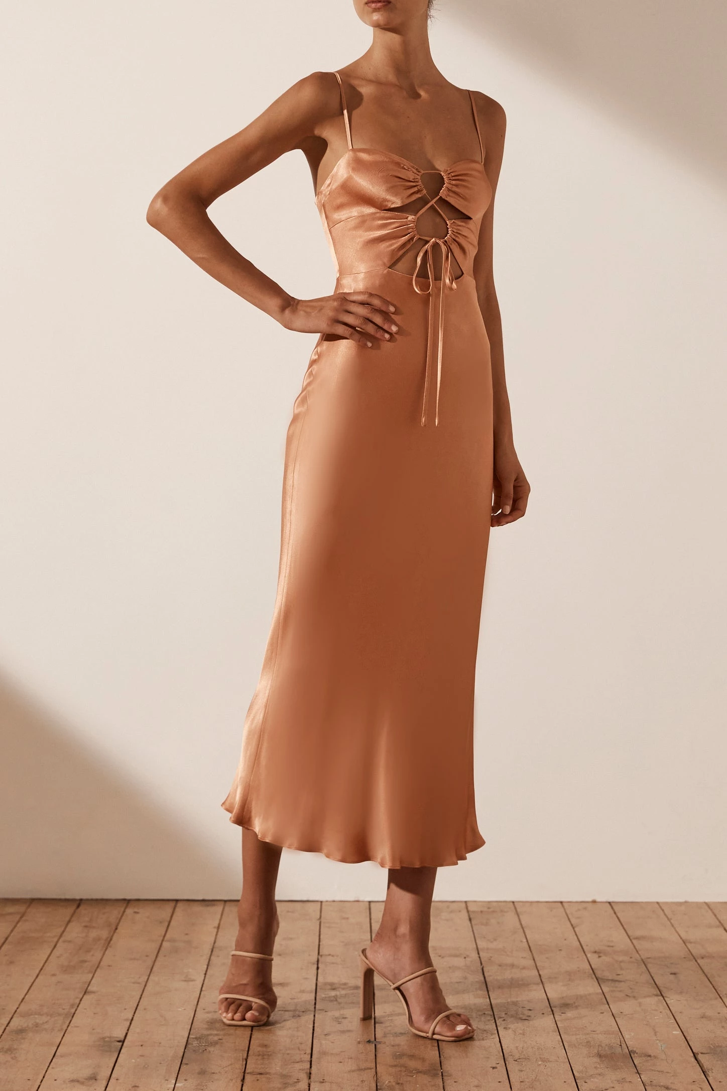 Shona Joy Eloise Lace Up Midi Dress Caramel 7 Shona Joy Eloise Lace Up Midi Dress Caramel
