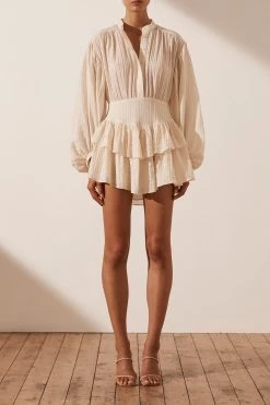 Shona Joy Mila Button Up Frill Mini Dress