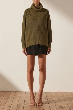 Shona Joy Madeline Roll Neck Jumper Olive
