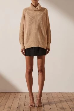 Shona Joy Madeline Roll Neck Jumper Peanut Butter