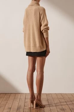 Shona Joy Madeline Roll Neck Jumper Peanut Butter