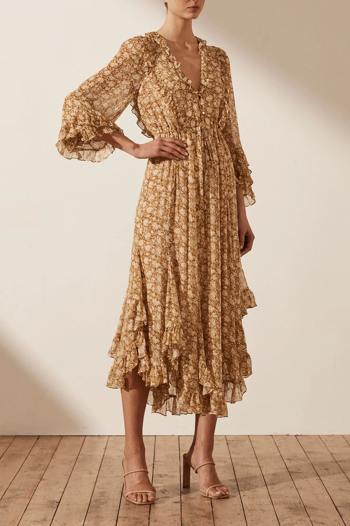 Shona Joy Julia Balloon Sleeve Godet Midi Dress 5 Shona Joy Julia Balloon Sleeve Godet Midi Dress