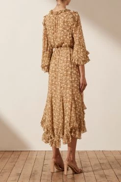 Shona Joy Julia Balloon Sleeve Godet Midi Dress 12 Shona Joy Julia Balloon Sleeve Godet Midi Dress