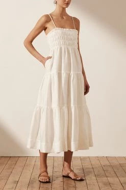 Shona Joy Bruna Open Back Shirred Midi Dress New Arrivals