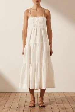 Shona Joy Bruna Open Back Shirred Midi Dress New Arrivals