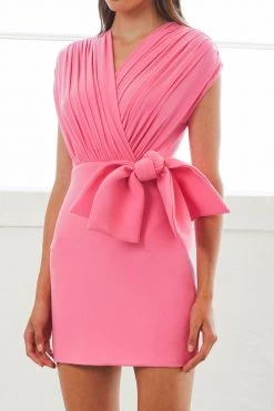 By Johnny Gloria Bow Drape Mini Dress