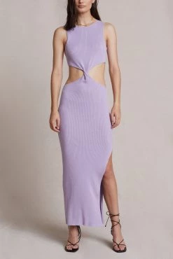 Bec And Bridge Riviera Knit Twist Midi Dress Lilac